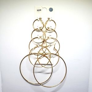 5 Gold Hoops NWT
